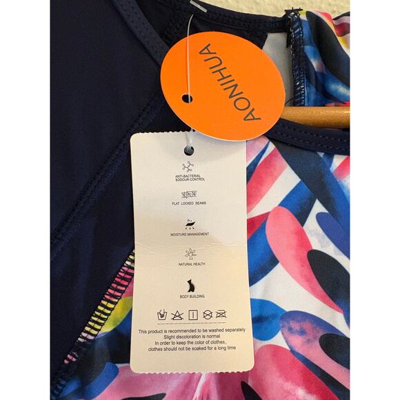 NEW | AONIHUA Swimsuit Bodysuit Long Sleeve Shorts Surf Resort NWT | XL - Picture 3 of 6